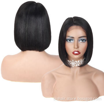 Cheap Price Short Bob Human Hair Wig,8inch-14inch Wholesale Brazilian Straight Hair Wig,4x4 Lace Front Closure Bob Wig For Women